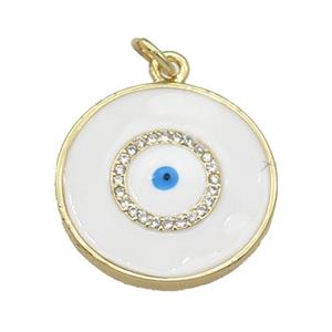 copper coin Eye pendant with withe enamel, gold plated, approx 20mm dia [FN27215]