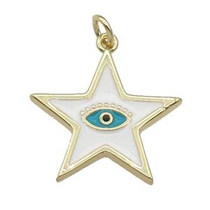 copper star Eye pendant with withe enamel, gold plated, approx 20mm [FN27216]