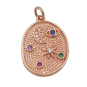 copper Moon Star pendant paved zircon, rose gold, approx 16-20mm [FN27222]