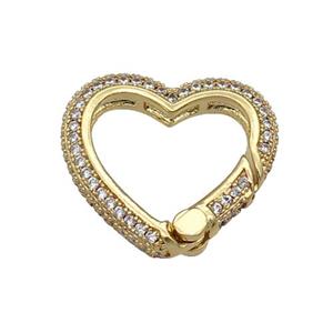 copper Heart Carabiner Clasp paved zircon, gold plated, approx 20mm [FN27225]