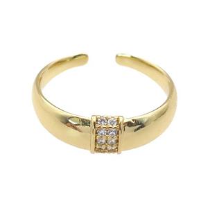 copper Ring paved zircon, gold plated, approx 6mm, 18mm dia [FN27229]