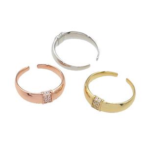 copper Ring paved zircon, mixed, approx 6mm, 18mm dia [FN27231]