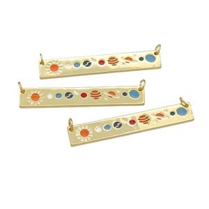 copper Sitck pendant with enamel, gold plated, approx 6-39mm [FN27273]