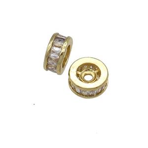 copper Heishi Beads paved zircon, gold plated, approx 8mm dia [FN27280-8MM]