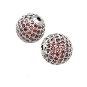 round copper Beads pave orange zircon, platinum plated, approx 12mm dia [FN27282]