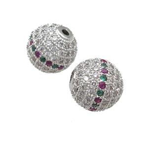 round copper Beads pave green zircon, platinum plated, approx 12mm dia [FN27286]