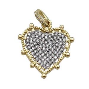 copper Heart pendant paved zircon, black plated, approx 19mm dia [FN27387]