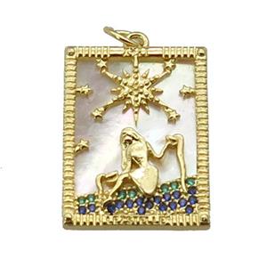 copper Frame pendant paved zircon, gold plated, approx 16-21mm [FN27400]