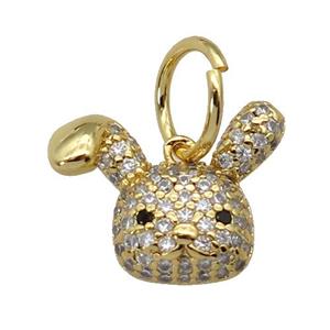 copper Rabbit pendant paved zircon, gold plated, approx 15-20mm [FN27403]