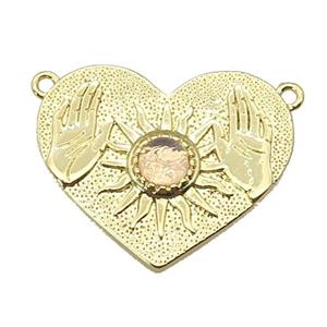 copper Heart pendant, sun hand, gold plated, approx 20-25mm [FN27405]