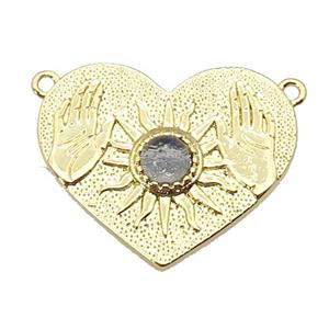 copper Heart pendant, sun hand, gold plated, approx 20-25mm [FN27406]