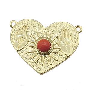 copper Heart pendant, sun hand, gold plated, approx 20-25mm [FN27407]