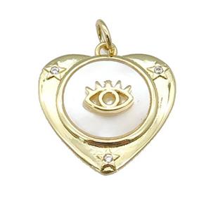 copper Heart pendant paved zircon, eye shell, gold plated, approx 22mm [FN27419]