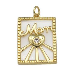 copper Frame pendant with MOM, shell, gold plated, approx 18-22mm [FN27434]