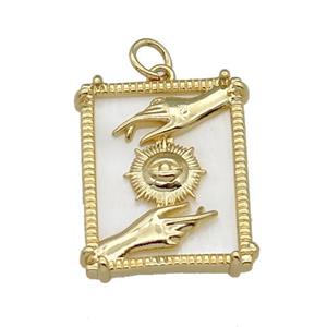 copper Frame pendant, hand, shell, gold plated, approx 18-22mm [FN27441]