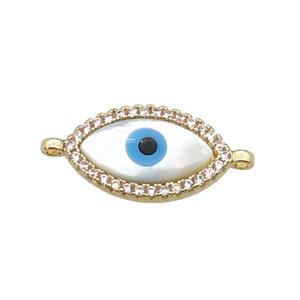 copper connector paved zircon with Pearlized Shell Evil Eye, gold plated, approx 10-17mm [FN27461]