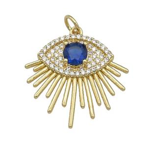 copper eye pendant paved zircon, gold plated, approx 23mm dia [FN27474]