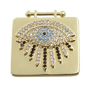 copper eye pendant paved zircon, gold plated, approx 24-26mm [FN27475]