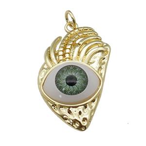 copper green Eye pendant, gold plated, approx 17-28mm [FN27477]