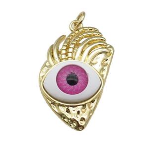 copper hotpink Eye pendant, gold plated, approx 17-28mm [FN27481]