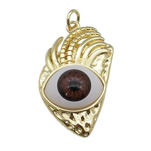 copper red Eye pendant, gold plated, approx 17-28mm [FN27482]