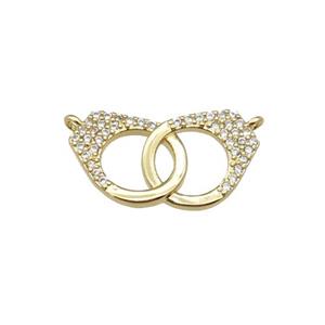 copper DoubleLock pendant paved zircon, gold plated, approx 10-20mm [FN27491]