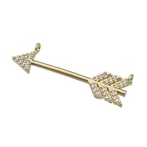 copper Arrow pendant paved zircon, gold plated, approx 8-35mm [FN27496]