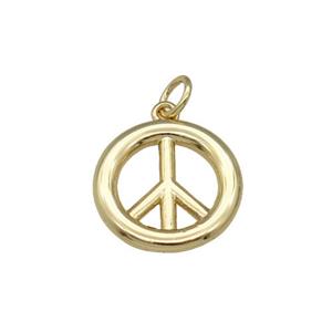 copper Peace Sign pendant, gold plated, approx 16mm dia [FN27503]