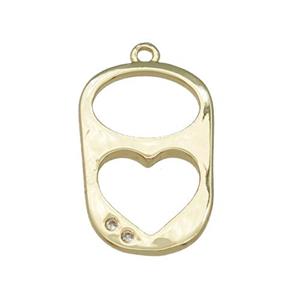 soda cap pop copper pendant Charm paved zircon, gold plated, approx 12.5-20mm [FN27504]