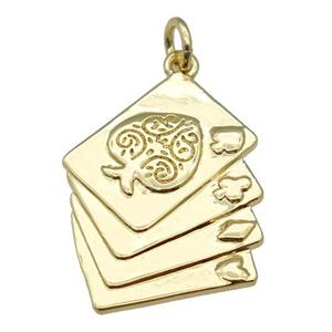 copper Playing Card pendant, gold plated, approx 17-25mm [FN27507]