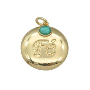 copper Coin pendant, gold plated, approx 18mm dia [FN27510]