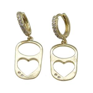 copper Hoop Earring paved zircon, gold plated, approx 12-19mm, 13mm dia [FN27527]