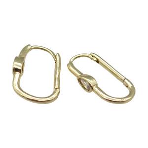 copper Latchback Earring paved zircon, gold plated, approx 12-20mm [FN27528]