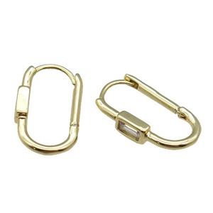 copper Latchback Earring paved zircon, gold plated, approx 12-20mm [FN27529]