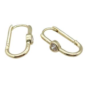 copper Latchback Earring paved zircon, heart, gold plated, approx 12-20mm [FN27530]