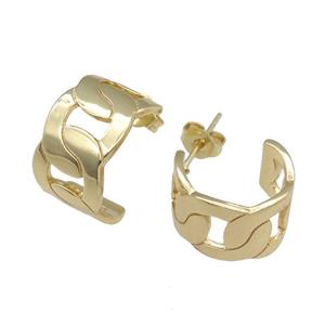 copper Stud Earring, gold plated, approx 10mm, 16mm [FN27537]