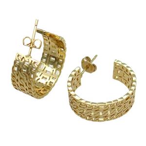 copper Stud Earring, gold plated, approx 9mm, 18mm [FN27538]
