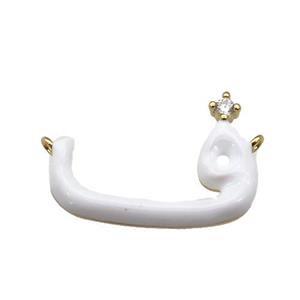 copper pendant with white enamel, gold plated, approx 14-20mm [FN27539]