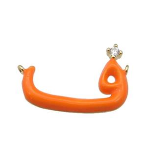 copper pendant with orange enamel, gold plated, approx 14-20mm [FN27540]