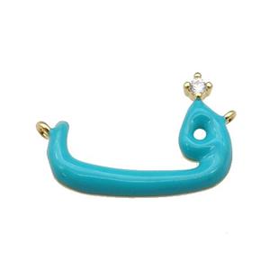 copper pendant with teal enamel, gold plated, approx 14-20mm [FN27543]