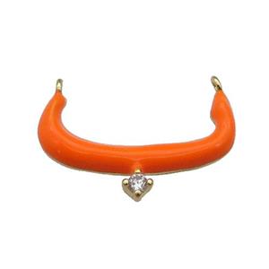 copper pendant with orange enamel, gold plated, approx 14-20mm [FN27549]