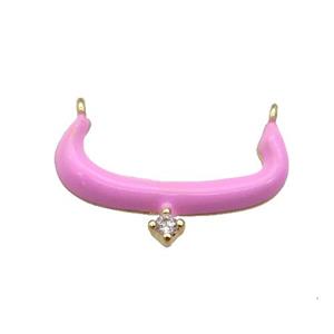 copper pendant with pink enamel, gold plated, approx 14-20mm [FN27551]