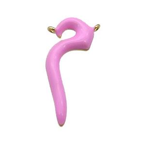 copper pendant with pink enamel, gold plated, approx 10-22mm [FN27557]
