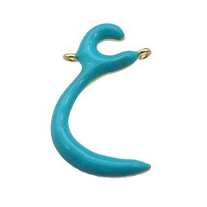 copper pendant with teal enamel, gold plated, approx 10-21mm [FN27563]