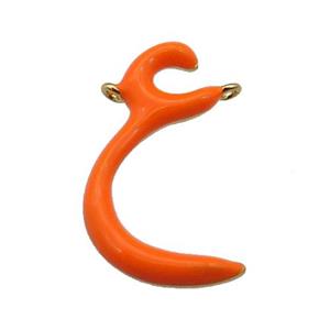 copper pendant with orange enamel, gold plated, approx 10-21mm [FN27565]