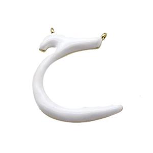 copper pendant with white enamel, gold plated, approx 20-22mm [FN27567]