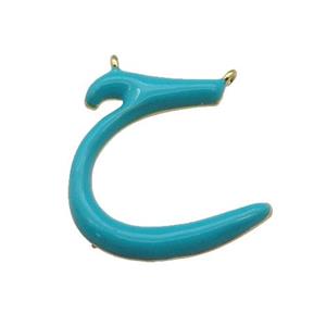 copper pendant with teal enamel, gold plated, approx 20-22mm [FN27569]