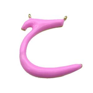 copper pendant with pink enamel, gold plated, approx 20-22mm [FN27572]