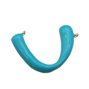 copper pendant with teal enamel, gold plated, approx 16-22mm [FN27576]