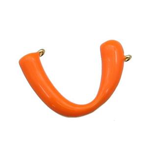 copper pendant with orange enamel, gold plated, approx 16-22mm [FN27577]
